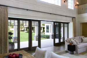 Home interior with beautiful sliding patio doors